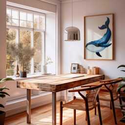 Blue Whale Wall Art Ocean Poster Coastal Decor Nautical Marine Life Print Sea Creature Artwork Beach House - thumbnail 2