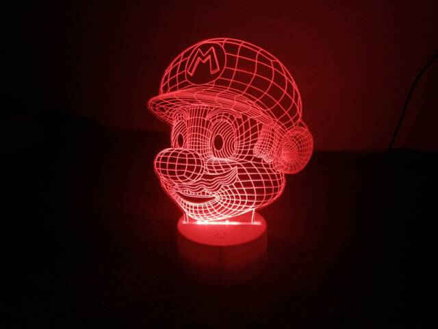 Personalised Mario Night Light - Children's Kids Bedroom Boys Room Led Birthday Gift Christmas - image 1