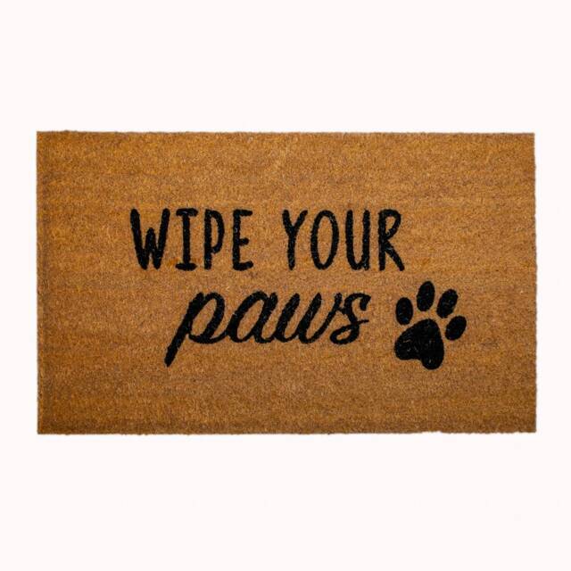 Wipe Your Paws Door Mat - Decorative Dog Coir Doormat House Warming Gift, New Home Paw Print Indoor By Lpdoormats - image 1