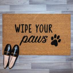 Wipe Your Paws Door Mat - Decorative Dog Coir Doormat House Warming Gift, New Home Paw Print Indoor By Lpdoormats - thumbnail 2