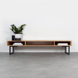 "Extra Wide Premium Solid Oak Tv Stand Or Coffee Table. Minimalist Low Design On Square Legs. ""Marston Minimalist" - thumbnail 2