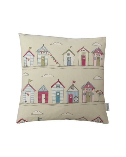 Beach Huts Linen Cushion Cover Coastal Nautical Pillow Sham - 24 - image 1
