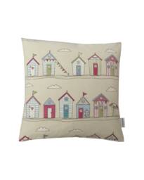 Beach Huts Linen Cushion Cover Coastal Nautical Pillow Sham - 24 - thumbnail 1