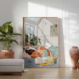 Cozy Bedroom Wall Art - Woman Reading Poster Relaxing Modern Illustration Print Boho Home Decor Calm Lifestyle Artwork - thumbnail 2