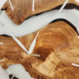 Clear Resin Olive Wood Wall Clock Modern Live Edge Design - thumbnail 4