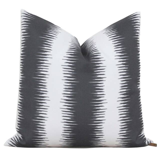 Black & White Abstract Stripe - Outdoor Pillow Cover Cushion Sawyer - image 1