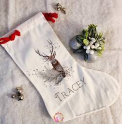 Christmas Stocking, Santa Xmas Decoration, Personalised Gift, Custom