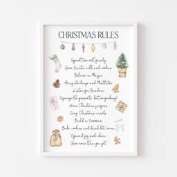 Christmas Print - Xmas Family Rules Wall Art Decor Decoration Seasonal Prints Home Sign - thumbnail 2