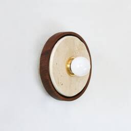 Modern Handmade Walnut & Travertine Wall Sconce - Bohemian Light Fixture - thumbnail 3