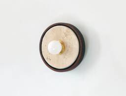 Modern Handmade Walnut & Travertine Wall Sconce - Bohemian Light Fixture