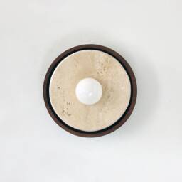 Modern Handmade Walnut & Travertine Wall Sconce - Bohemian Light Fixture - thumbnail 2