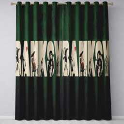 Dark Green Street Art Typography Collage Stencil Contemporary Wall Home Decor Readymade Eyelet Ring Top Thermal 100% Blackout Curtains - thumbnail 3