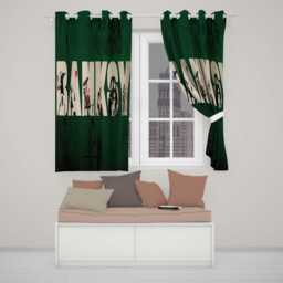Dark Green Street Art Typography Collage Stencil Contemporary Wall Home Decor Readymade Eyelet Ring Top Thermal 100% Blackout Curtains - thumbnail 2