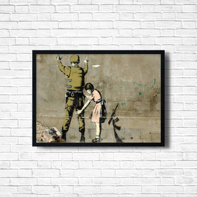 Banksy Girl Searching Soldier Graffiti Print Urban Street Art Poster - image 1