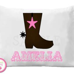 Western Cowboy Boot Personalized Pillow Case , Kids - thumbnail 2