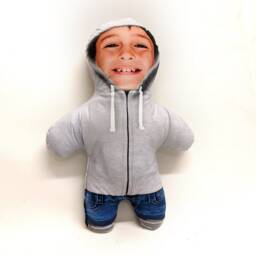 Hoodie - Grey Mini Me??? Photo Doll/Face Teddy Novelty Gift - thumbnail 2