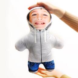 Hoodie - Grey Mini Me??? Photo Doll/Face Teddy Novelty Gift - thumbnail 1