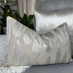 "Taupe Pillow Cover - Decorative Cushion For Sofa Bed Designer Fabric Harlequin Leaf Design 12"" X 20" - thumbnail 1