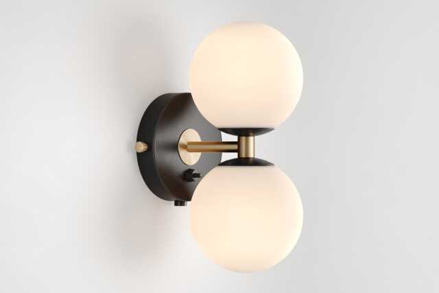 Mia Mid Century Modern Wall Sconce Black Sphere Milk Glass Globe Plafond Vanity Light Bedside Lamp Retro Fixture - image 1