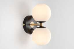 Mia Mid Century Modern Wall Sconce Black Sphere Milk Glass Globe Plafond Vanity Light Bedside Lamp Retro Fixture
