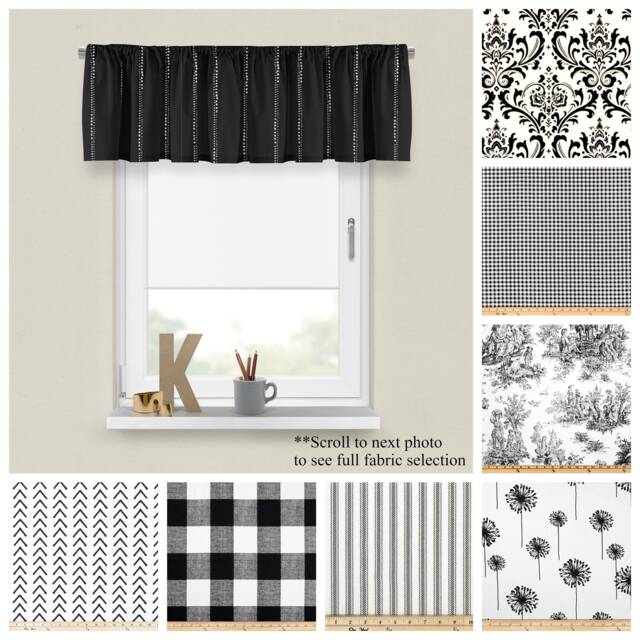 Black & White Valance - Premier Prints Custom Window Treatments - Bedroom Or Living Room Decor - Straight Wavy Choose Your Size - image 1