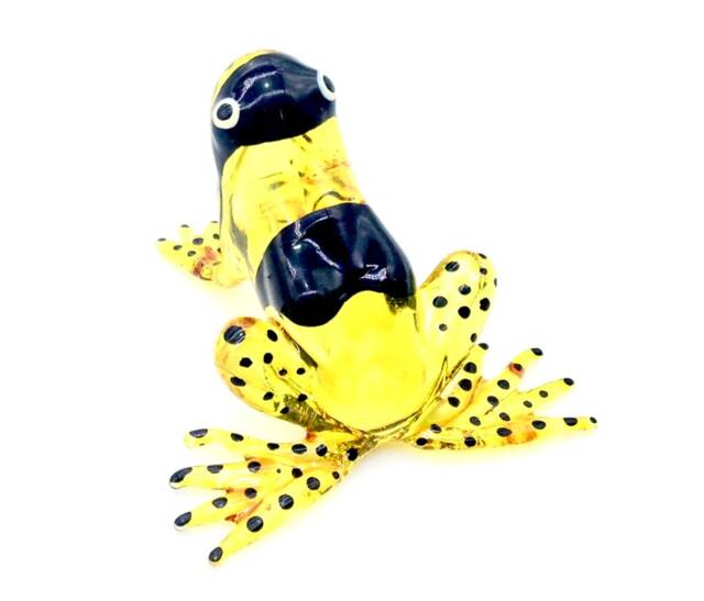Hand Blown Glass Miniature Toad Frog Little Reptile Animal Yellow Black Figurine Statue Decoration Collectible Small Craft Painted Figure - image 1