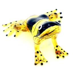 Hand Blown Glass Miniature Toad Frog Little Reptile Animal Yellow Black Figurine Statue Decoration Collectible Small Craft Painted Figure - thumbnail 3