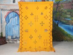 Morocco Rug, Kilim Rug, Authentic Moroccan Custom Fabulous Boujad Azilal Abstract Yellow Carpet, Bohemian Rug - thumbnail 1