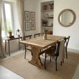 Handmade Reclaimed Wood Dining Table - Rustic Modern Pedestal Kitchen - thumbnail 3