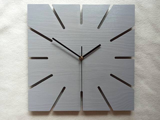 Gray Wood Wall Clock Minimalist Square Design 11.81'' - image 1