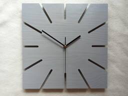 Gray Wood Wall Clock Minimalist Square Design 11.81''