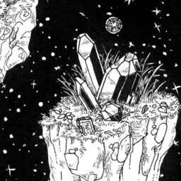 Wandering Ruins Towel, Illustration Print. Sci-Fi Fantasy Outdoors Sky Island Castle Celestial Landscape. Wander Adventure Explore - thumbnail 2