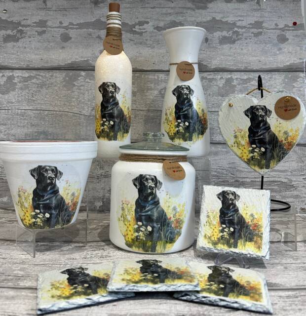 Black Labrador Gifts, Labrador Vase, Plant Pot Pot, Coasters, Treat Lovers - image 1