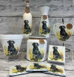 Black Labrador Gifts, Labrador Vase, Plant Pot Pot, Coasters, Treat Lovers - thumbnail 1