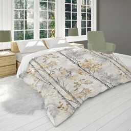 Brown & Silver Gray Forest Comforter With Muted Autumn Trees For Rustic Scandinavian Bedrooms #169 - thumbnail 2