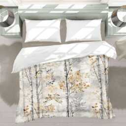 Brown & Silver Gray Forest Comforter With Muted Autumn Trees For Rustic Scandinavian Bedrooms #169 - thumbnail 3