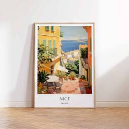Nice Poster, France French Riviera Coastal Decor, European Travel Print, Wall Art - thumbnail 3