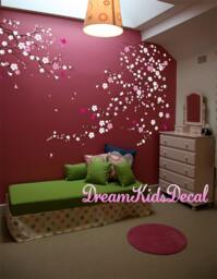 Cherry Blossom Tree Wall Decal, Nursery Decor, Removable Vinyl - thumbnail 1