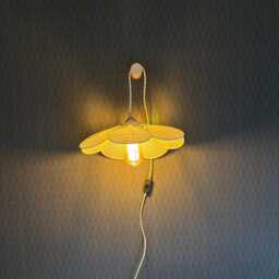 7-Petal Linen & Rattan Flower Lamp - Chandelier Wall Light Handcrafted - thumbnail 4