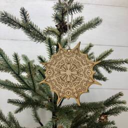Boho Christmas Ornament, Style Wooden Decor, Natural Wood Bohemian Home Tree Holiday Decoration - thumbnail 2