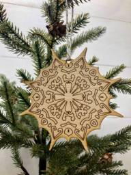 Boho Christmas Ornament, Style Wooden Decor, Natural Wood Bohemian Home Tree Holiday Decoration
