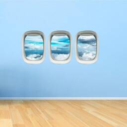 Airplane Decal - Aircraft Window Frame Wall Mural Sticker Pack Boys Room Decor Peel & Stick Reuseable Material Vwaq-Ppw38 - thumbnail 1