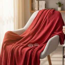 Chunky Knit Throw Blanket -Sofa Blanket, Cozy Couch Throw, Scandinavian Home Decor, Neutral Living Room Warm Winter Gift - thumbnail 4