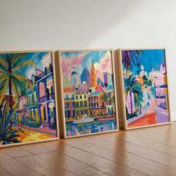 Set Of 3 New Orleans Posters, Usa Travel Prints, French Quarter Wall Art Sets, Jazz City Poster Decor - thumbnail 2