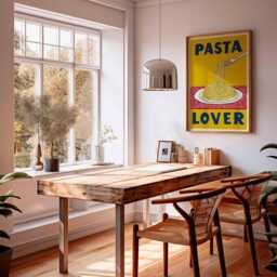 Pasta Lover Kitchen Print, Retro Italian Food Poster, Vintage Pop Art, Restaurant Wall Decor, Funky Dining Room Art - thumbnail 2