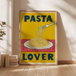 Pasta Lover Kitchen Print, Retro Italian Food Poster, Vintage Pop Art, Restaurant Wall Decor, Funky Dining Room Art - thumbnail 3