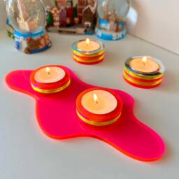 Neon Acrylic Tealight Candle Holder Set Modern Abstract Decor