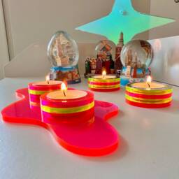 Neon Acrylic Tealight Candle Holder Set Modern Abstract Decor - thumbnail 2