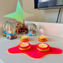 Neon Acrylic Tealight Candle Holder Set Modern Abstract Decor - thumbnail 4