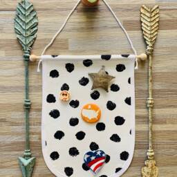 Large Cotton Pin Display Banner, Handmade Fabric Wall Decor - 14x10 - thumbnail 2